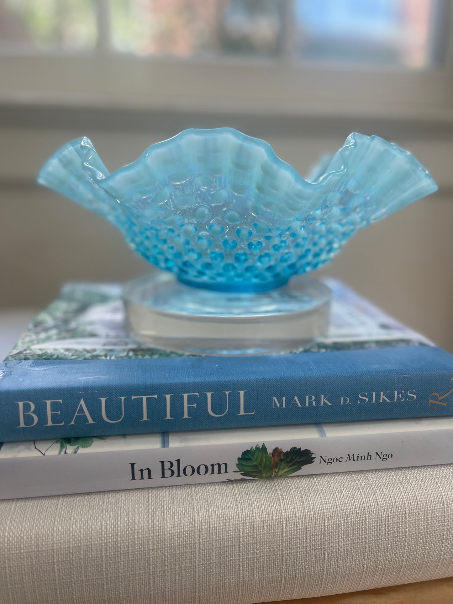 Vintage Blue Fenton Hobnail Bowl