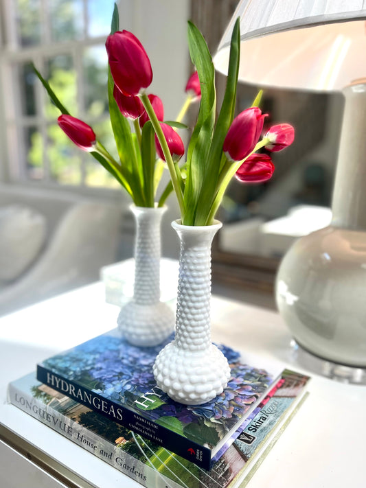 Pair of Hobnail Bud Vases